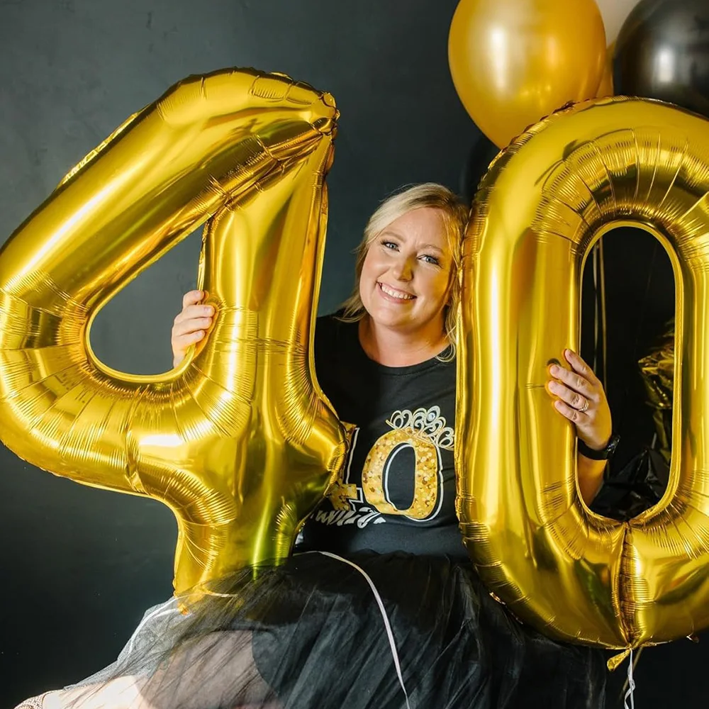 Gold Number Balloon 40 Inch Gold Big Giant 0-9 Number Balloons for Birthday Wed… - Image 6