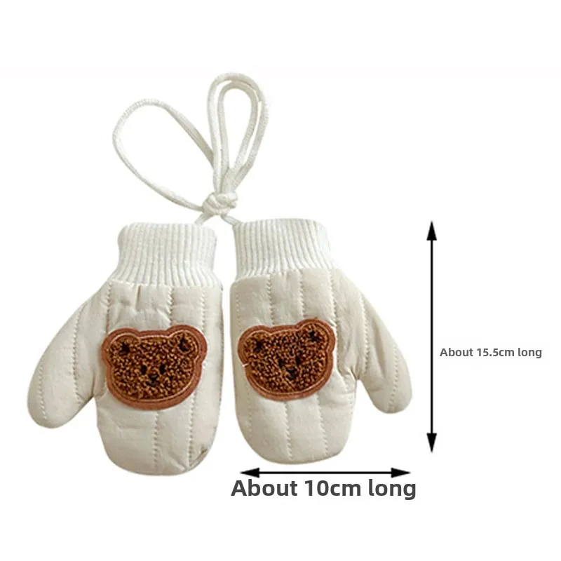 Korean Thick Cartoon Bear Hanging Neck Gloves Baby Winter Fingerless Gloves Cute Bunny Plush Warmer Mittens Boy Girl Kids Gifts
