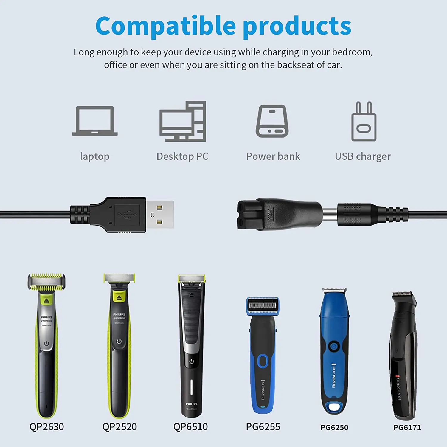 5V USB Charger Cord Replacement Adapter Compatible with a Various Types of HQ8505 Philips Norelco Shavers, Electric Razor, SURKE