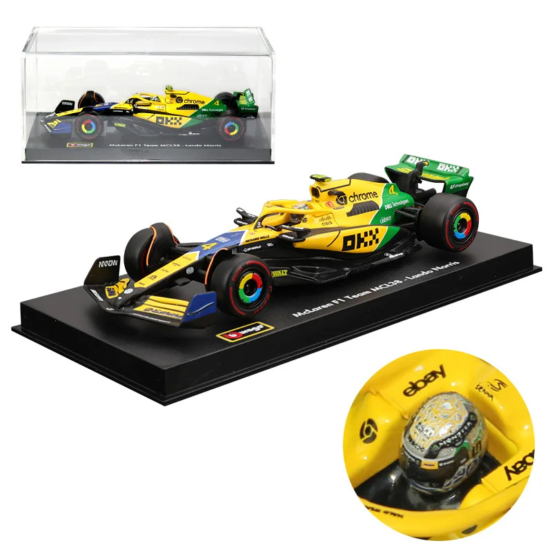 In Stock New Bburago 1:43 Mclaren Mcl38 Monaco Gp Alloy Miniature Mcl38 Miami Gp Diecast Model #4 #81 Lando Norris Toys Kid Gift 4
