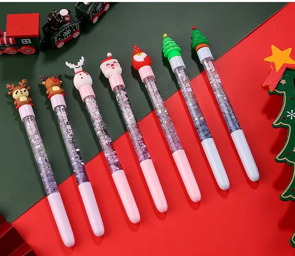 

32Pcs Christmas quicksand pen cute little fresh gel pen Christmas gift for primary school students