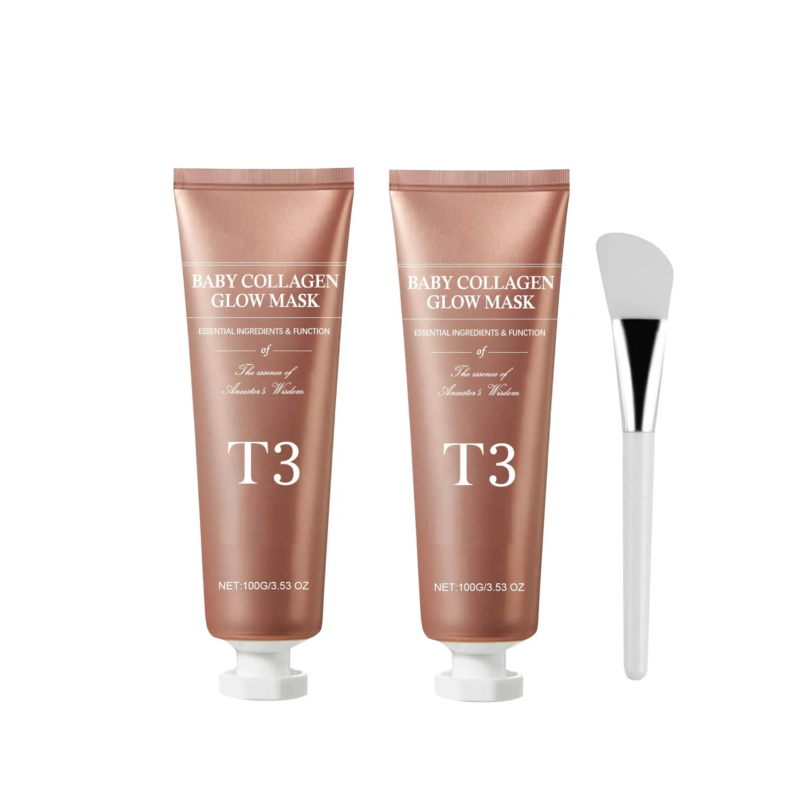 T3 Baby Collagen Glow Mask, T3 Collagen Peel Off Mask, Korean Face Make Glowy Skin, Skin Elasticity, Firming Wrinkle Facial Mask