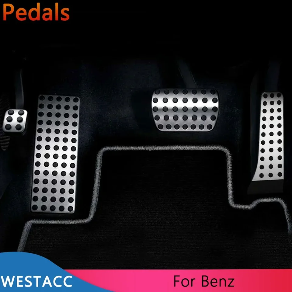 4 stuks auto van aluminium benzine koppeling rem Braking Pad Pedaal antislip set plaat plaat voor W203 W204 W210 W211 W212 CE