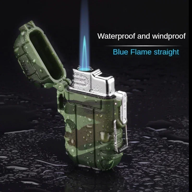 Waterproof Jet Gas Lighter Portable Outdoor Torch Butane Turbo Cigar Cigarette Lighter Smoke Survival Tool Windproof Camping Bbq Lighter Butane Gas Lighter Cigarette Lighter
