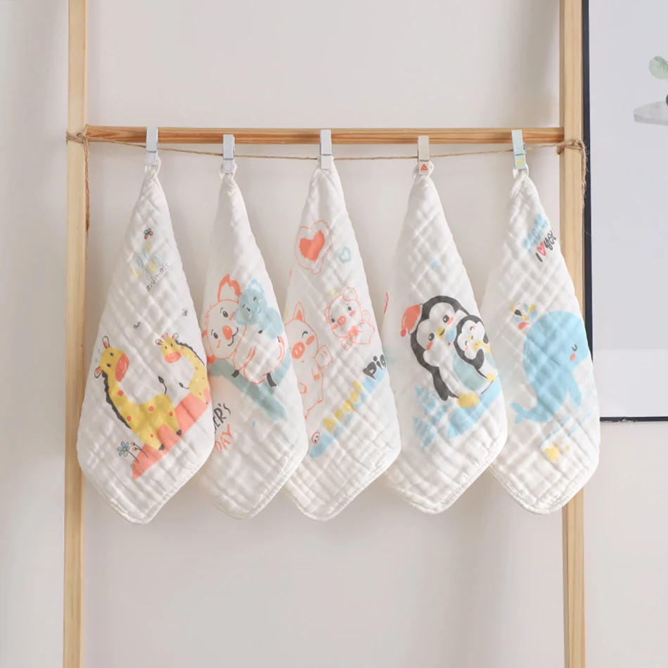 Baby Face-towel cute cartoon cotton super soft baby towel small square wipes 30*30cm 5pcs cotton towel,baby towel,square towel