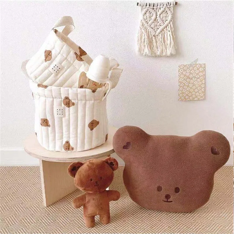 1 Piece Cotton Embroidery Storage Basket for Baby Diaper Clothes Toys