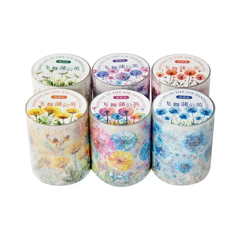 1Roll Flower PET Handbook DIY daily Adhesives Plant Tape Flying Dandelion Series Dairy School Supplies Tapes Scrapbook 50mm*2m 4