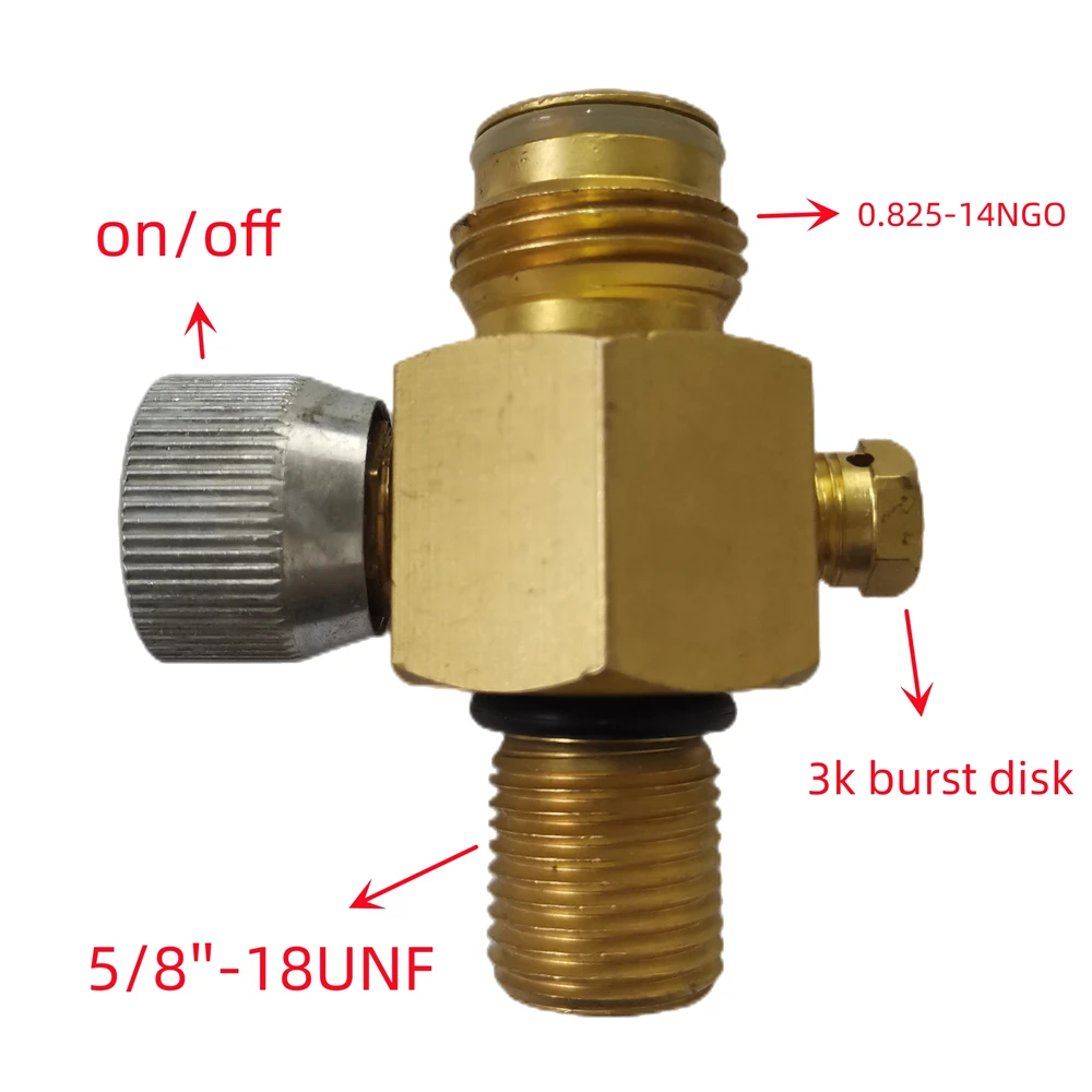 Paintball CO2 Cylinder Tank On/Off Valve With 5/8"18UNF Input Thread