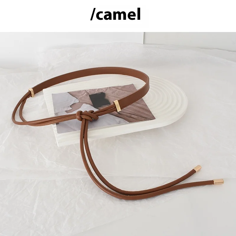 Cintura annodata in corda di cuoio per decorazione da donna abbinata a cappotto maglione gonna accessori piumino cintura in vita sigillo in vita_voghion.com