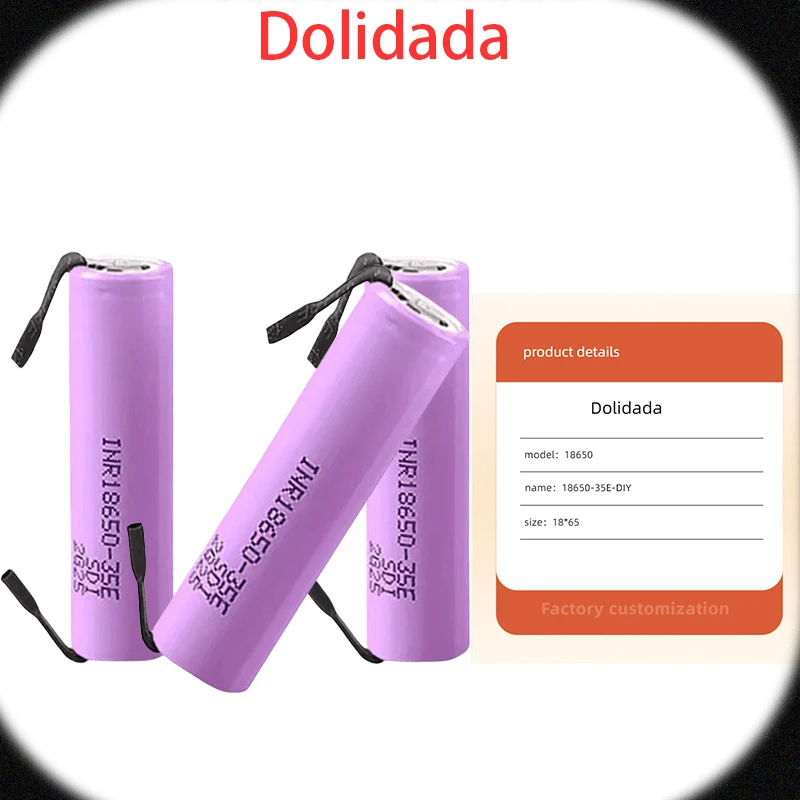 

18650-35E Rechargeable Battery 3500mah 3.7V Lithium Battery with Soldering Tab Suitable for Flashlight Drone Electric Vehicle