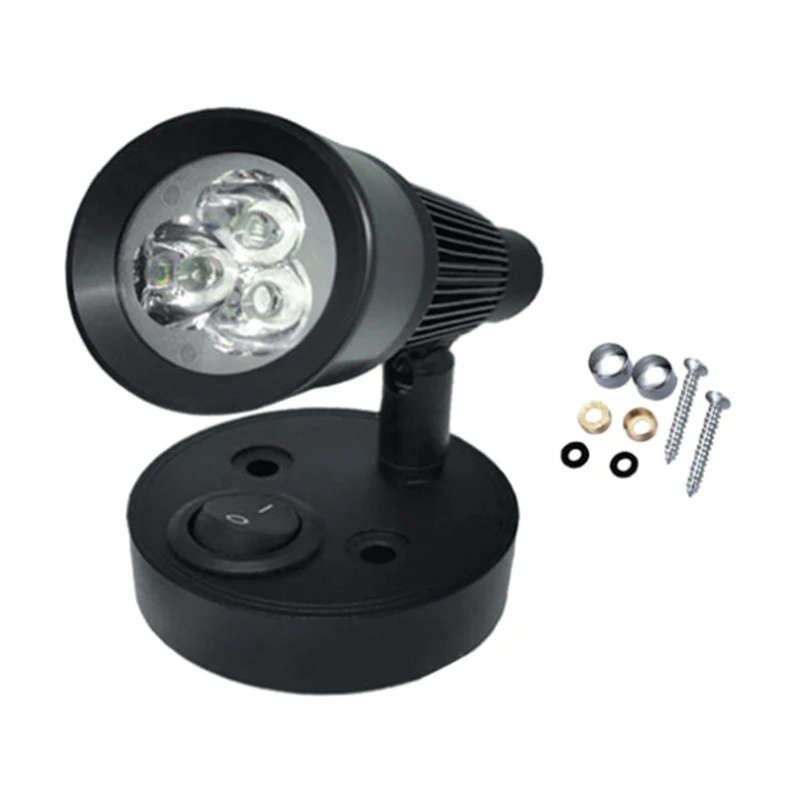 

RVs Reading Light 12V LED Spotlight with On Off Switch Campers Yacht Travel Trailer Bed Reading Light,3W L9BC