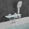 Bathtub Shower Faucet Set Brass Bathroom Bathtub Mixer Taps Wall Mounted Hot and Cold Shower Faucet White/Chrome Bathtub Tap 2