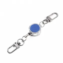Retractable ID Badge Holder with Key Ring and Belt Clip (Blue)