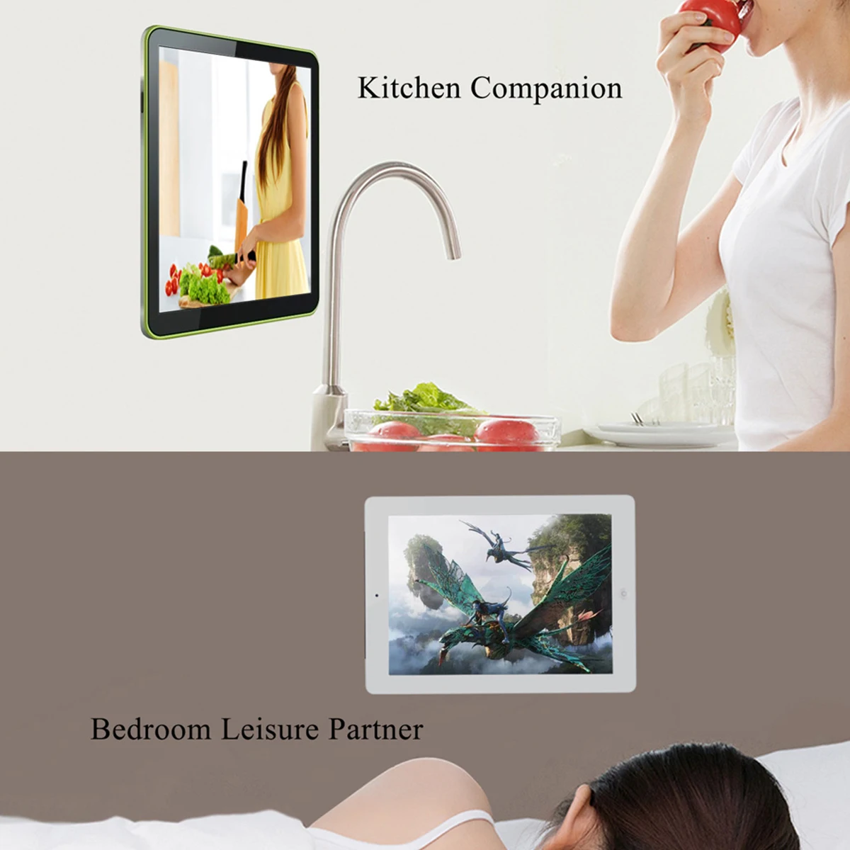 ?   조정 가능한 90도 회전 태블릿 ??홀더 벽걸이형 스탠드 아이패드 안드로이드 태블릿 전자책 리더 홀더 2개