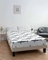 Ocean Cartoon Grey Shark Queen Size Bed Mattress Fitted sheet Elastic Rubber Band Non-slip Bed Sheet Pillowcase Set 6