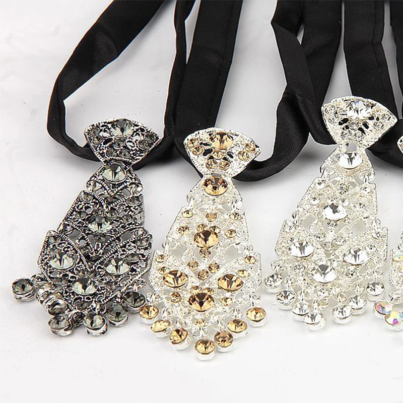 

Men Women Diamond Ties Vintage Colorful Shiny Rhinestones Necktie Adjustable Pre-Tied Tie Wedding Party Shirt Clothes Jewelry