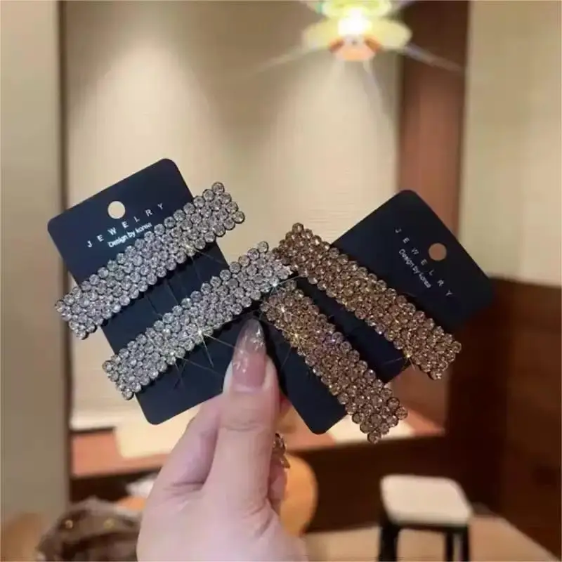 Voller Diamant Super Glänzende Haarnadel Stilvolle Temperament Bb Clip Gebrochenes Haar Quadratische Seite Haarnadel Haar Zubehör Für Frauen