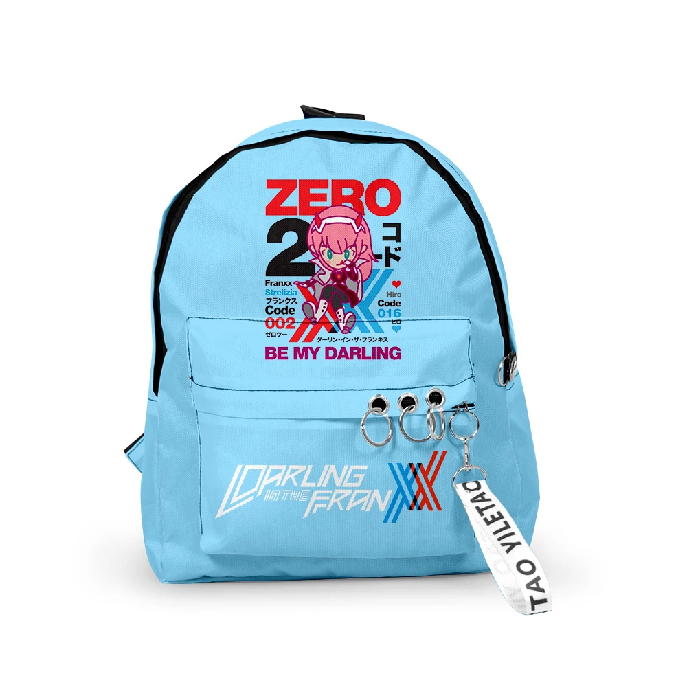 

Classic Darling In The Franxx Backpacks Boys/Girls pupil School Bags 3D Print Keychains Oxford Waterproof Cute Small Backpacks