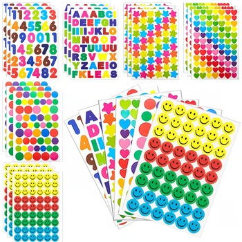 10/30/60 Lenzuola Scrapbook Numero Lettera Ricompensa Adesivi Punti di Colore Stella Cuore Adesivo per Laptop Artigianato Diario FAI DA TE Album Arcobaleno