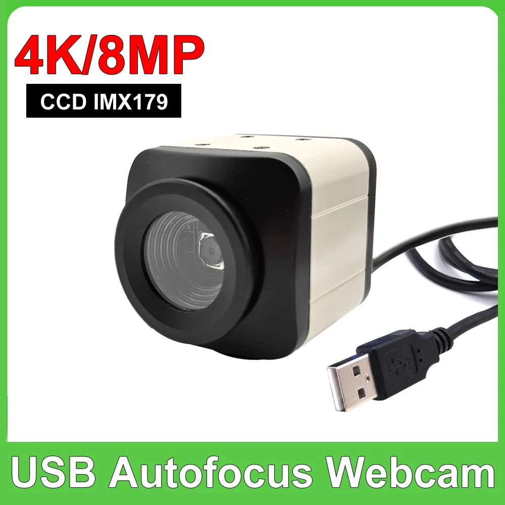 

4K Webcam 8MP CCD IMX179 Sensor Autofocus USB Industrial Camera No Distortion Lens UVC OTG PC Camera For Live Teaching Meeting