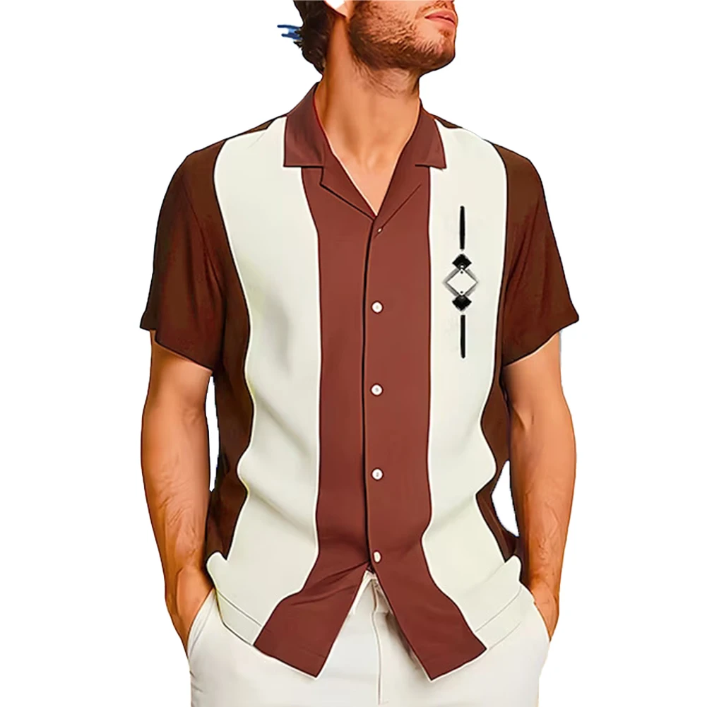 

Casual Yet Classy Vintage Bowling Shirt for Men Hawaiian Short Sleeve Style for a Laid Back Look Button Down for Convenience