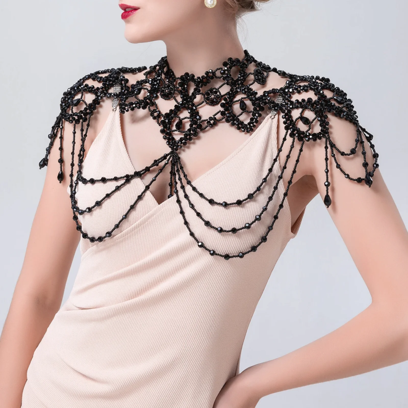 Collares Accesorios Para Vestido Negro Cuello Alto Bolero Nupcial