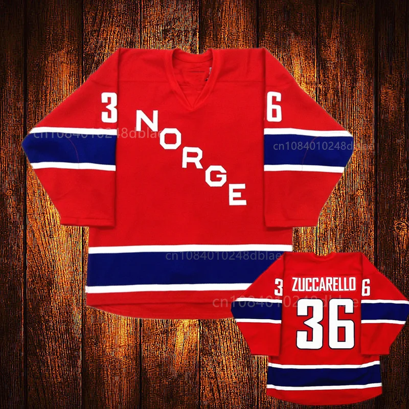 Vintage TEAM NORWAY MATS ZUCCARELLO Embroidery Stitched Hockey Jersey Youth Kids Adult Any Size And name