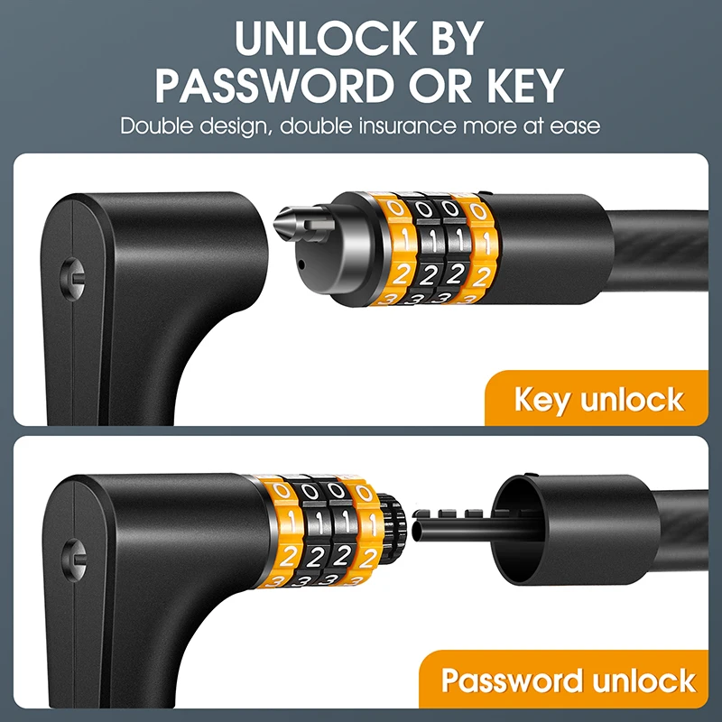 WEST BIKING Password Key Bicycle Lock Anti-theft 4 Digit Code MTB Road Bike Cable Lock Steel Scooter Safety Lock Accessories