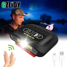

Mini LED Headlamp COB Hat Clip Light Motion Sensor Fishing Lantern USB Rechargeable Floodlight Waterproof Headlight Flashlight