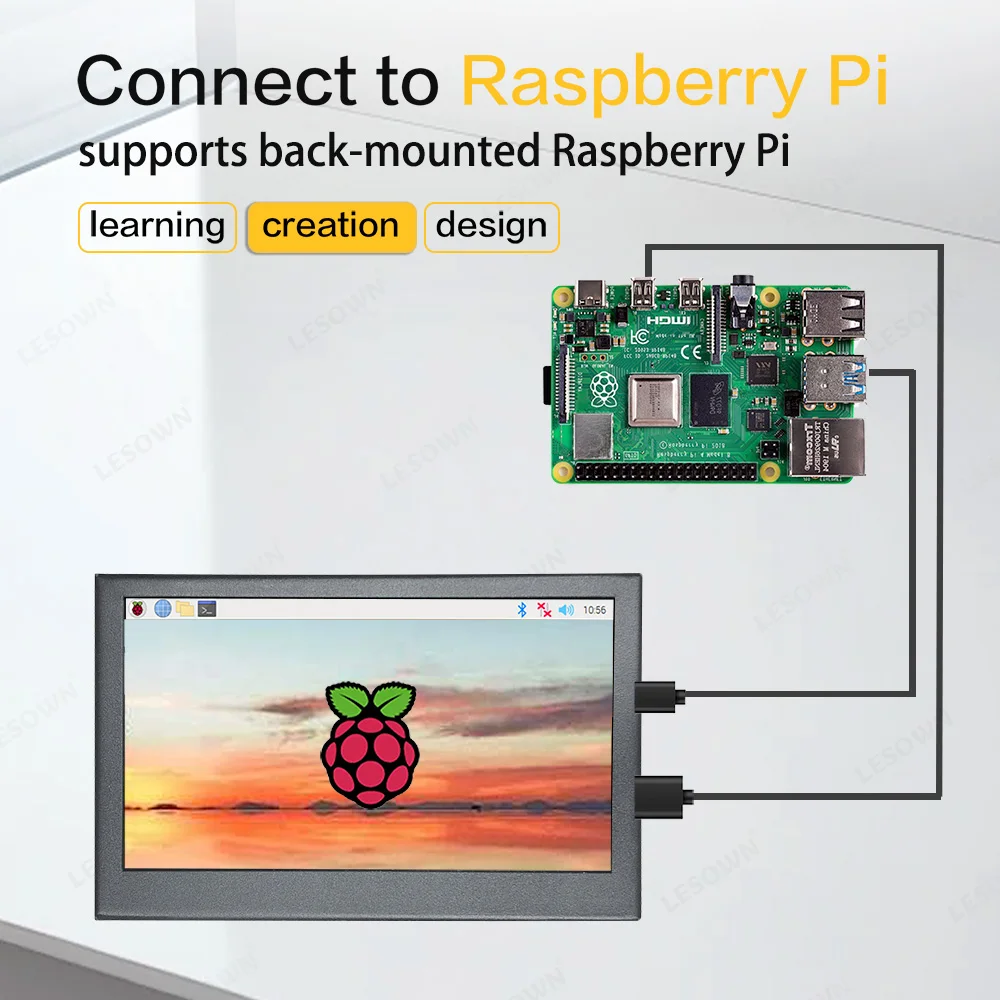 LESOWN  PC ǻͿ USB  ,  4.3 ġ, 800x480 HD IPS ̴ ̵ LCD ũ, HDMI  ÷