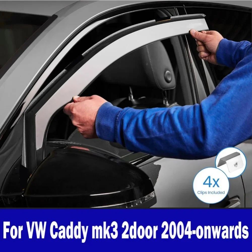 Per Vw Caddy Mk3 O Mk4 2004-2020 Deflettori Del Vento 2-Pc + 4 Pezzi Clip Uk Stock