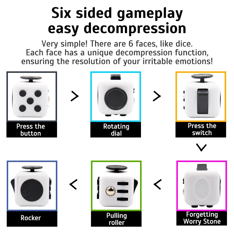 Solid Color Fidget Decompression Dice for Release Stress Autism Anxiety Relieve Adult Kids Stress Relief Anti-Stress Fingertip Fidget Toys
