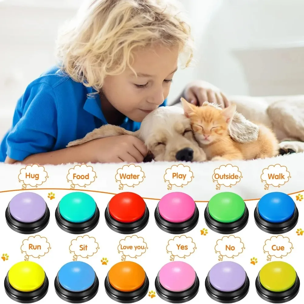 8PCS Dog Communication Buttons Voice Recording Button for Pet Training Buzzer 30 Second Record Playback Funny Gift for Talking 2