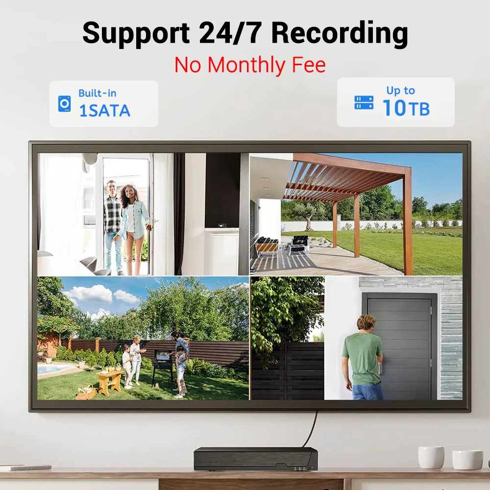 PEGATAH Tuya Onvif 8CH 8MP H.265 Video Surveillance POE NVR Recorder Motion Detect Recorder for IPC Camera CCTV System