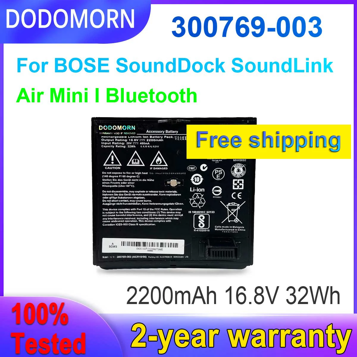 Dodomorn Novidades 300769003 Substituição da Bateria para Bose Sounddock Soundlink Air Mini i Bluetooth Entrega Rápida