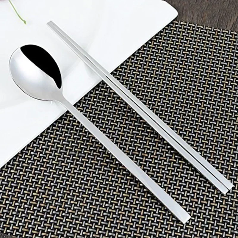 Korean Tableware Set Stainless Steel Dinner Set Spoon Chopsticks Cutlery Small Tools