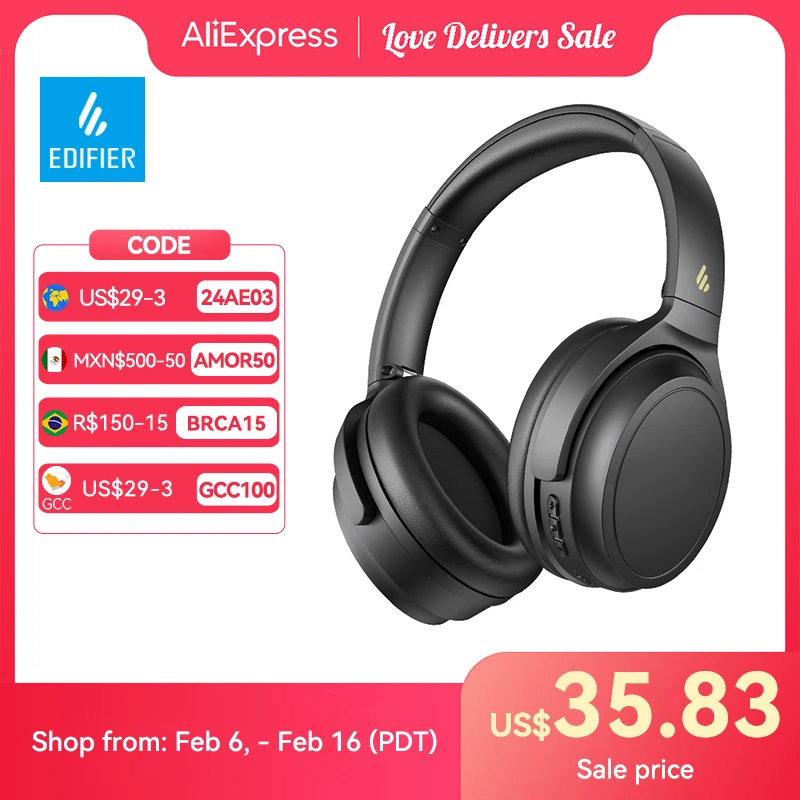 Edifier Wh700nb Fones de Ouvido sem Fio com Cancelamento de Ruído Ativo Bluetooth 5.3 Conexão Multiponto Fones de Ouvido Dobráveis 68h de Reprodução
