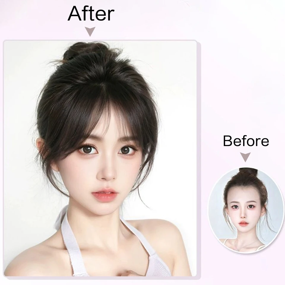 LUPU Synthetic Clip In Hair Bangs Wig With Natural Side Bangs Fluffy And Add Hair Flipper Bangs Hair Extensions For Women