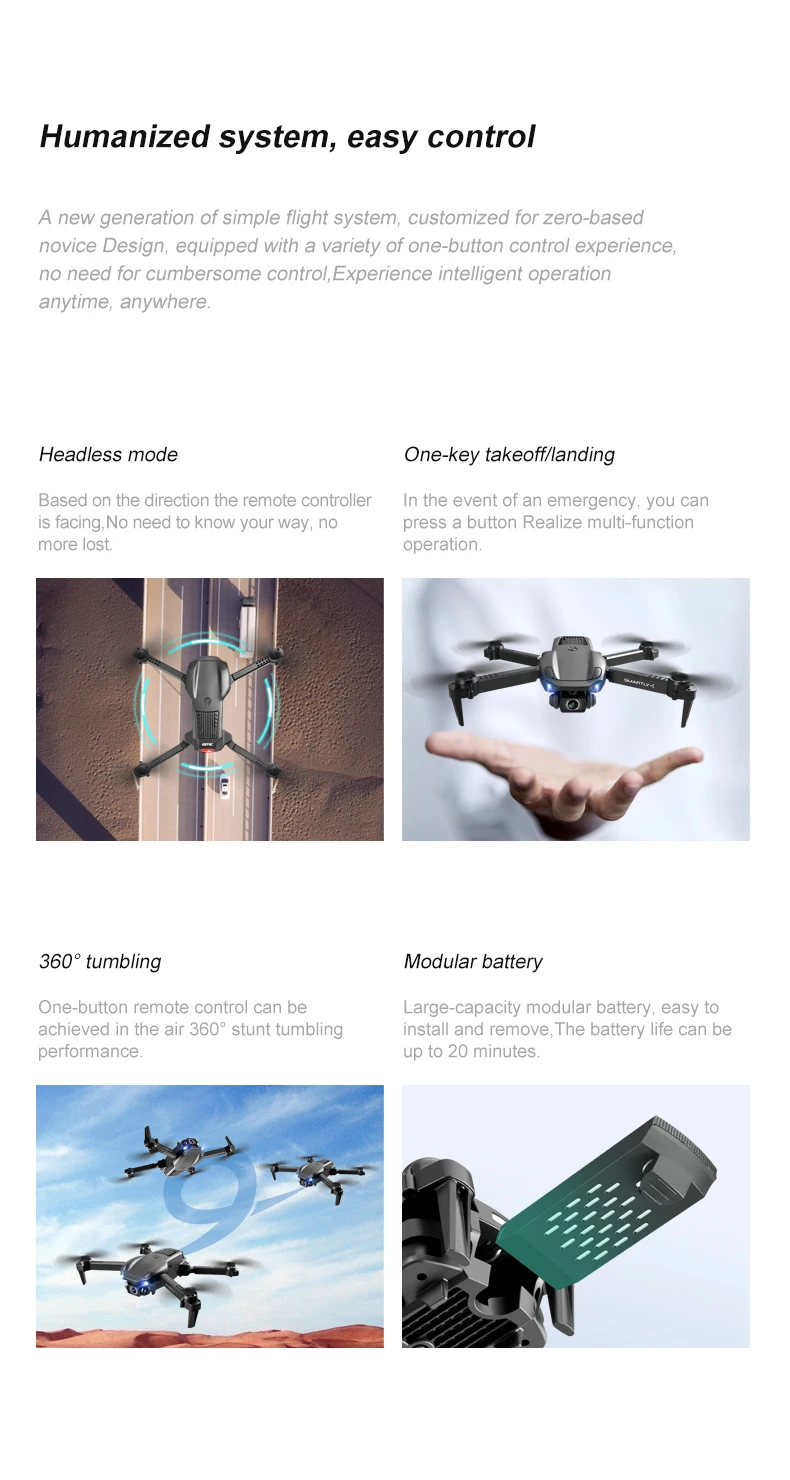 4DRC V22 Drone, headless mode one-key takeoffllanding based on