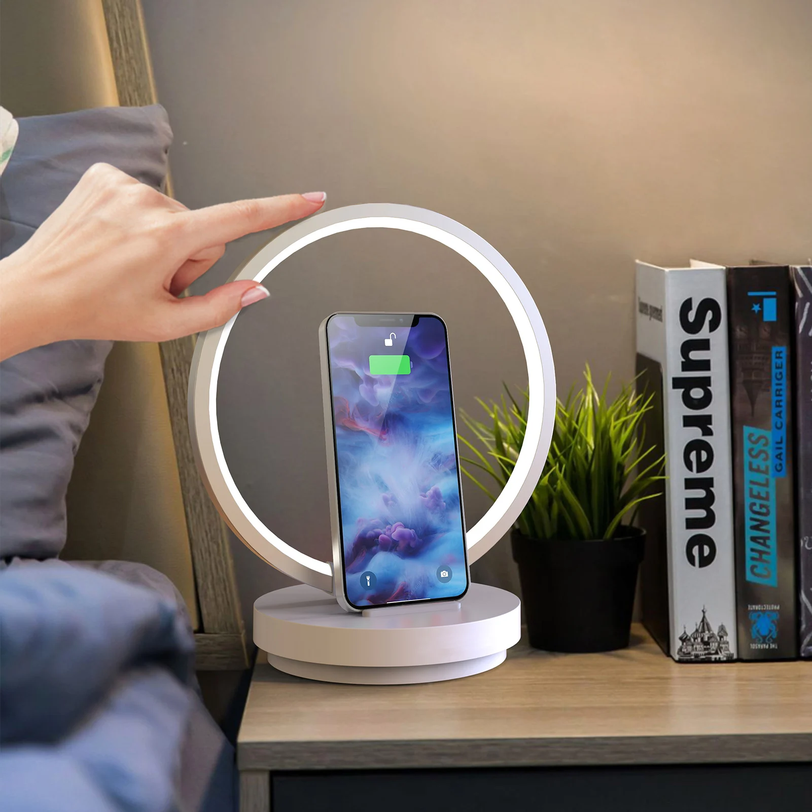 Qi Wireless Charger LED Table Lamp DC5V 10W USB Charging LED Desk Lamp