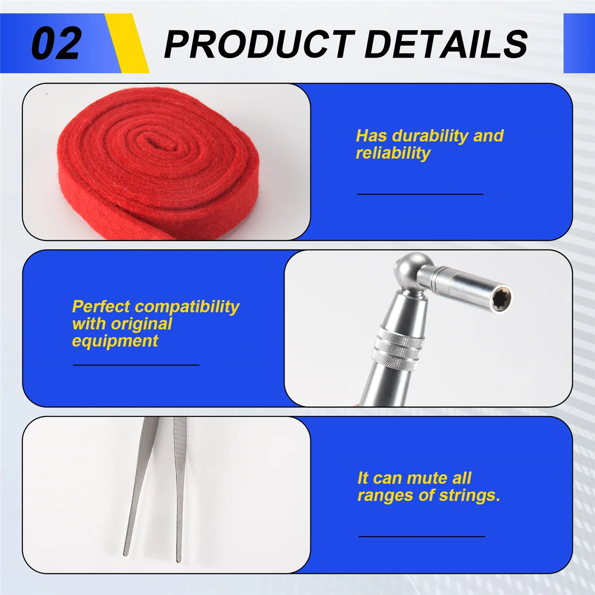 A51Q-Piano Tuning Kit 16Pcs Professional Piano Tuners Tools Set Wrench Hammer Mute Fork Screwdriver Belt Tweezers Clip