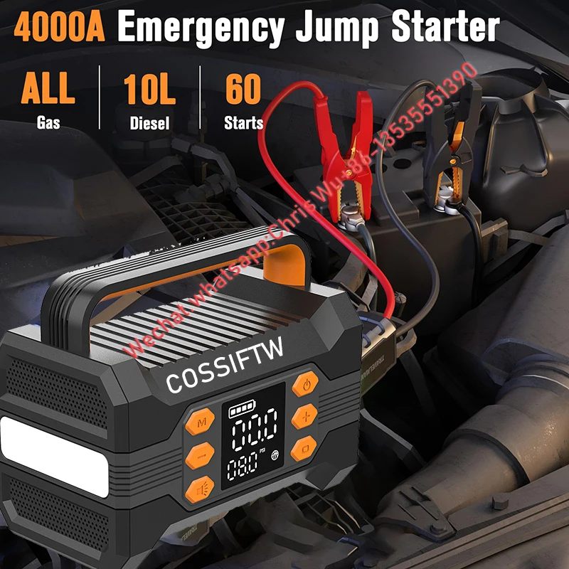 

COSSIFTW Car Jump Starter with Air Compressor&Battery 120PSI 4000A 24000mAh 12V