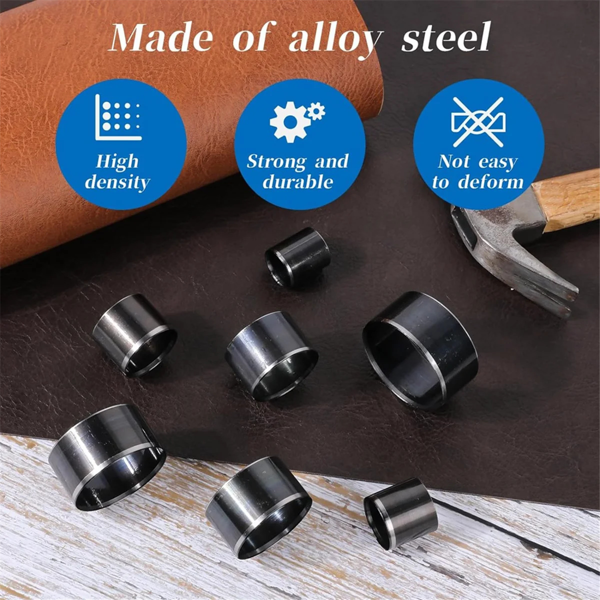 7 Sizes Hole Punch Set Leather Circle Cutter Tool Set Round Hole Punch 20mm-50mm Hollow Cutter Tool