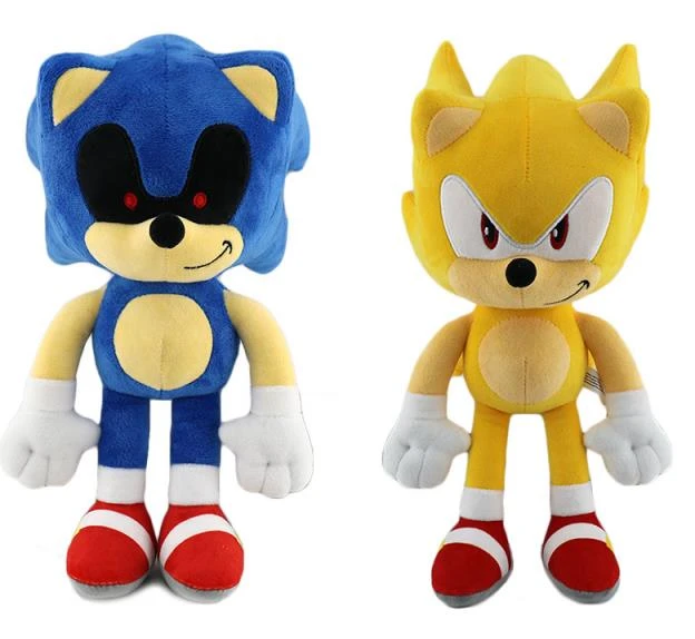 2 Pelúcia Super Sonic Azul e Amarelo Gold Turma Do Sonic Game