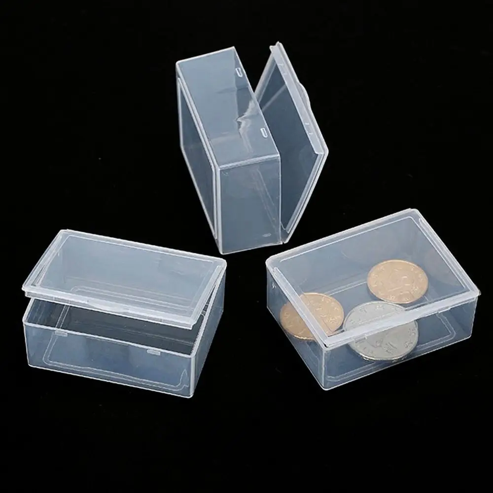 Compact Clear Plastic Jewelry Storage Box - Small Rectangle Organizer for Earrings, Rings, Beads