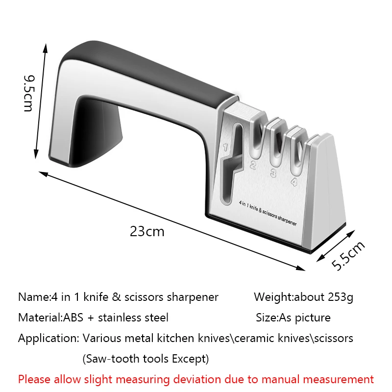 Versatile 4-in-1 Professional Knife and Scissor Sharpener for Stainless Steel Blades
