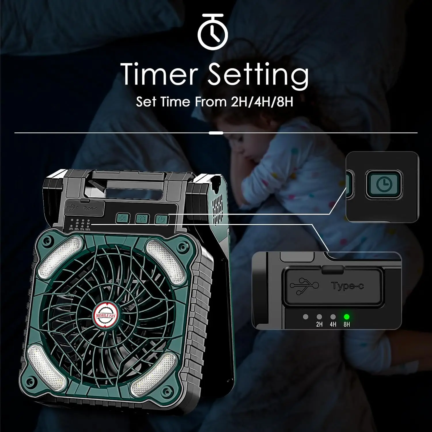 Portable Solar Fans 10000mAh LED Lantern Rechargeable Solar Powered Camping Fan 4 Speeds Powerful Wind 90° Folding Ventilador 2