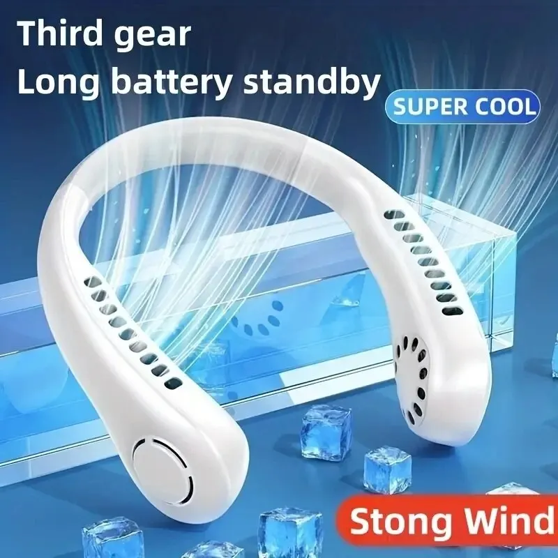 Neck Fan Portable Neck Fan MINI Electric Ventilador Silent Neckband Wearable Cooling FAN USB Rechargeable Bladeless Mobile Air Conditioner