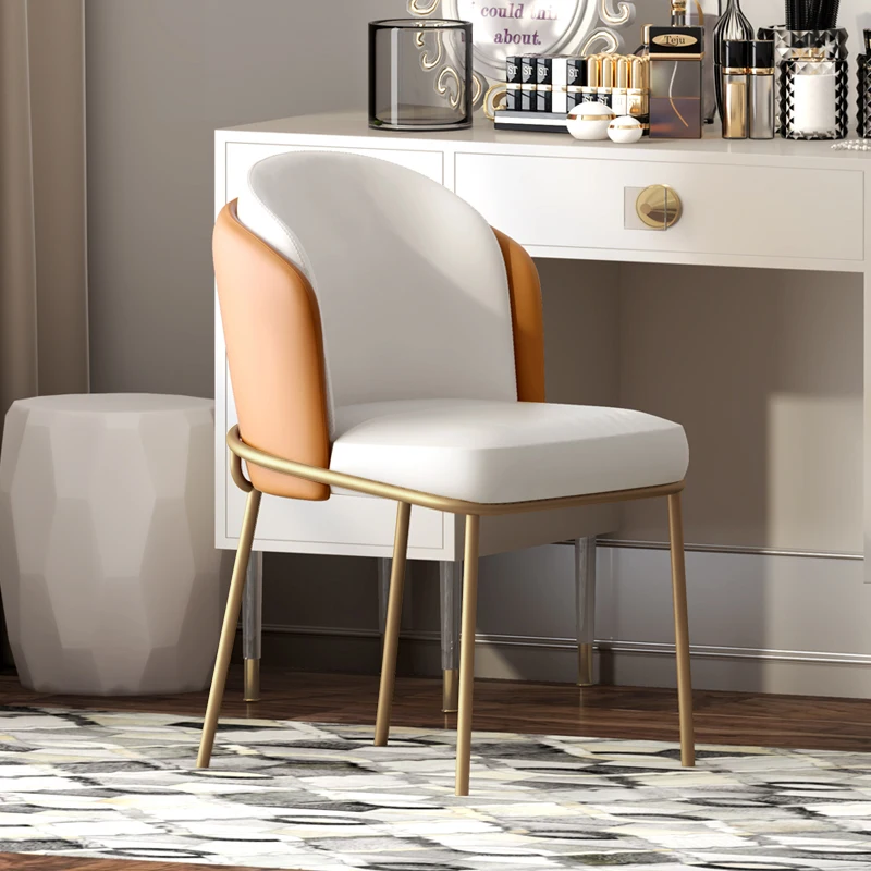 

Ergonomic White Chair Luxury Restaurant Modern Cushion Accent Computer Chair Leather Chaise Salle A Manger Furniture Dining Room