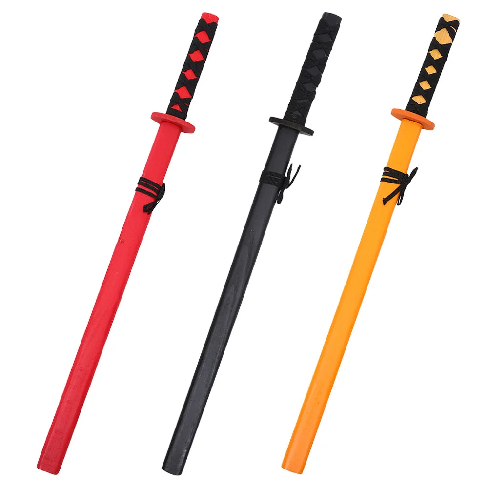 

3pcs Japanese Katana Wooden Katana Toy Samurai Cosplay Prop Plaything